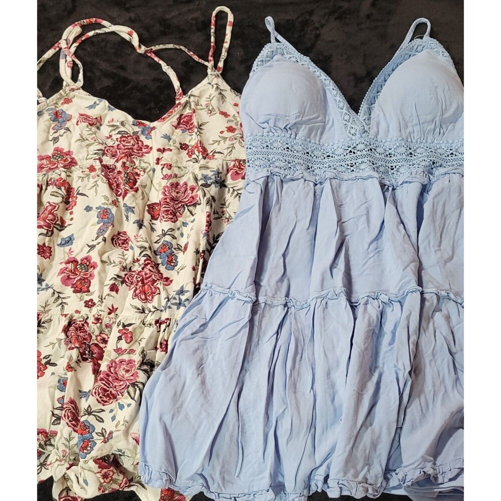 Lot Of 2 Woman's Summer Dresses Size Large Spaghetti Straps Layers Summer